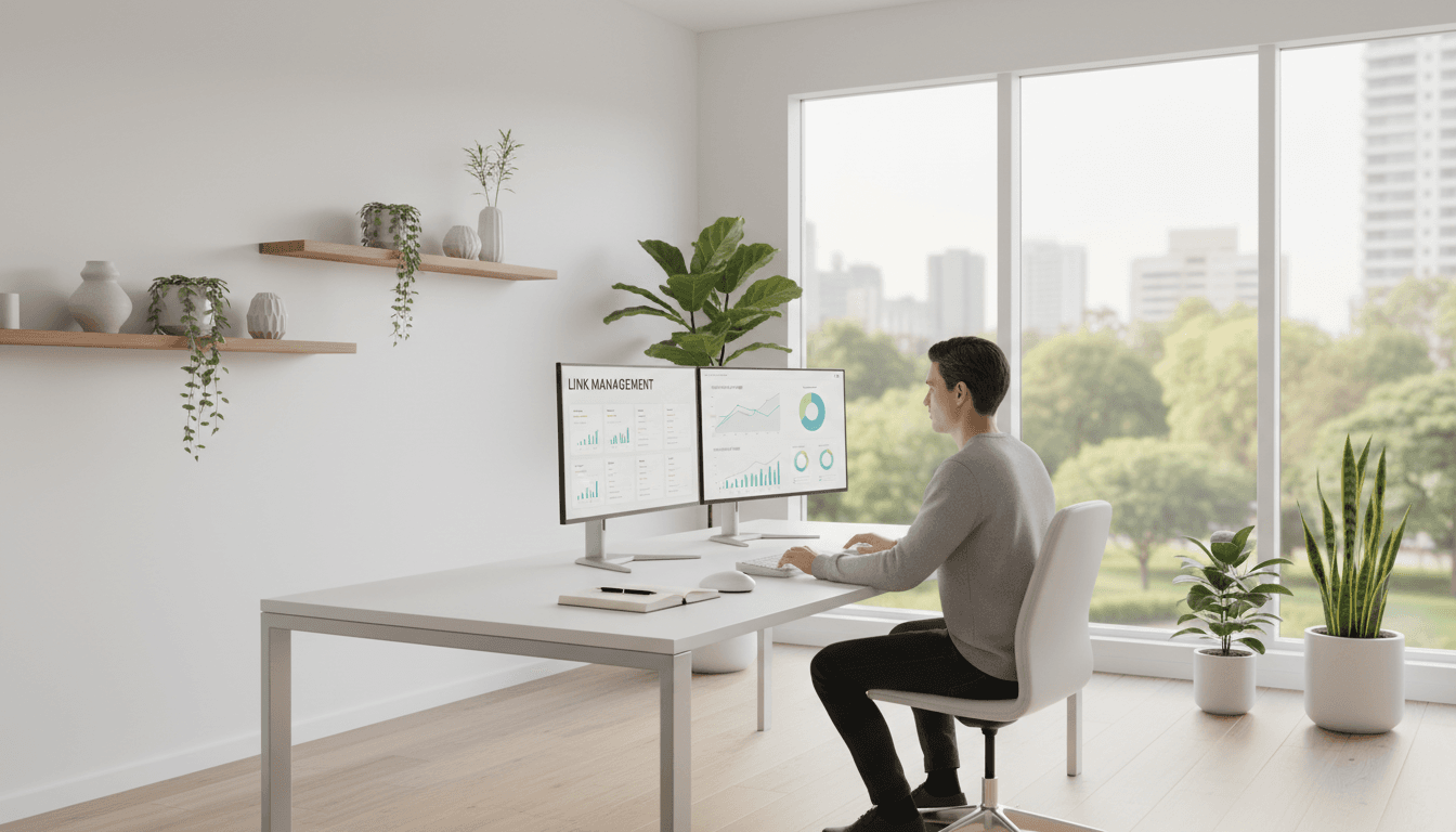 Designer reviewing website analytics and conversion data on computer in modern office
